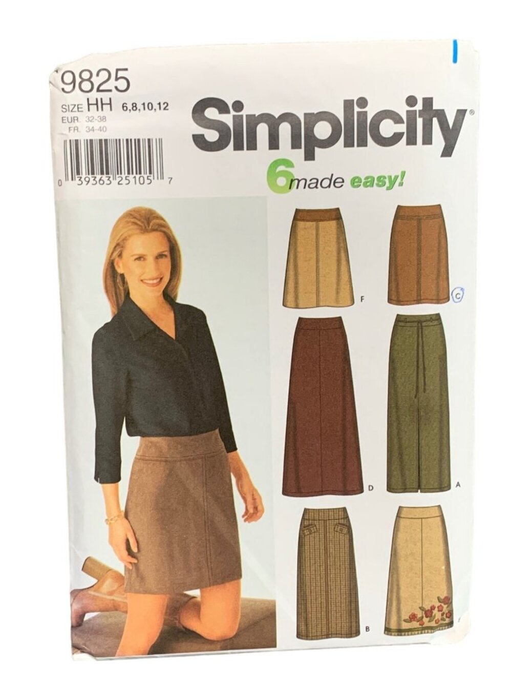 Simplicity 9825 Skirt Sewing Pattern Size 6-8-10-12 Uncut Easy Six Designs